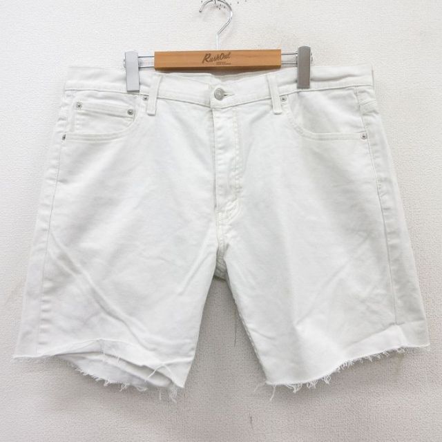 W37★古着 リーバイス Levis 569 ショート パンツ ショーツ メンズ 白 ホワイト デニム 25apr10 中古 ボトムス 短パン ショーパン ハーフ
