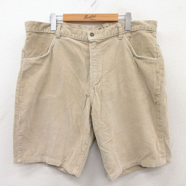 W39★古着 ショート コーデュロイ パンツ ショーツ メンズ 80年代 80s 太畝 USA製 タロン ベージュ カーキ 25apr10 中古 ボトムス 短パン ショーパン
