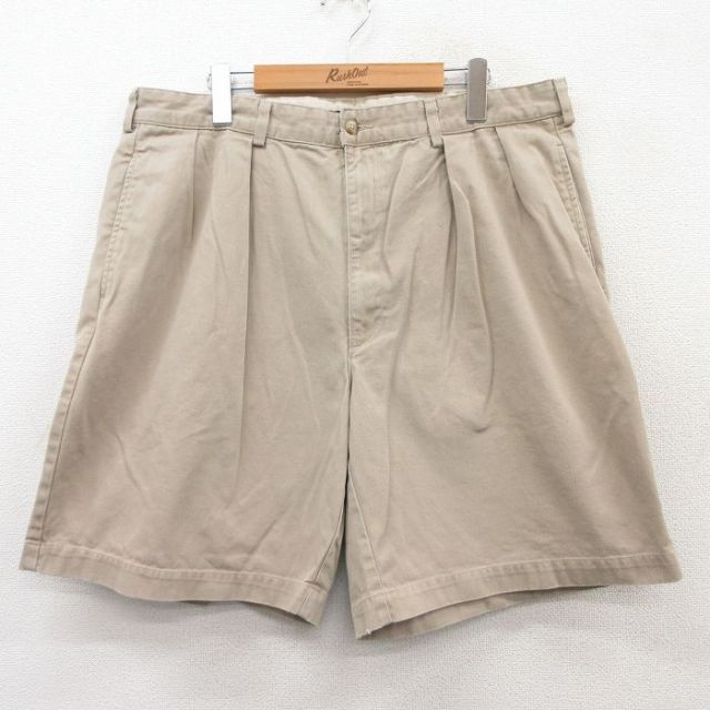 W38★古着 ラルフローレン Ralph Lauren ブランド ショート チノ パンツ チノパン ショーツ メンズ 90年代 90s コットン USA製 ベージュ カーキ 【spe】 25apr10 中古 ボトムス 短パン ショーパン