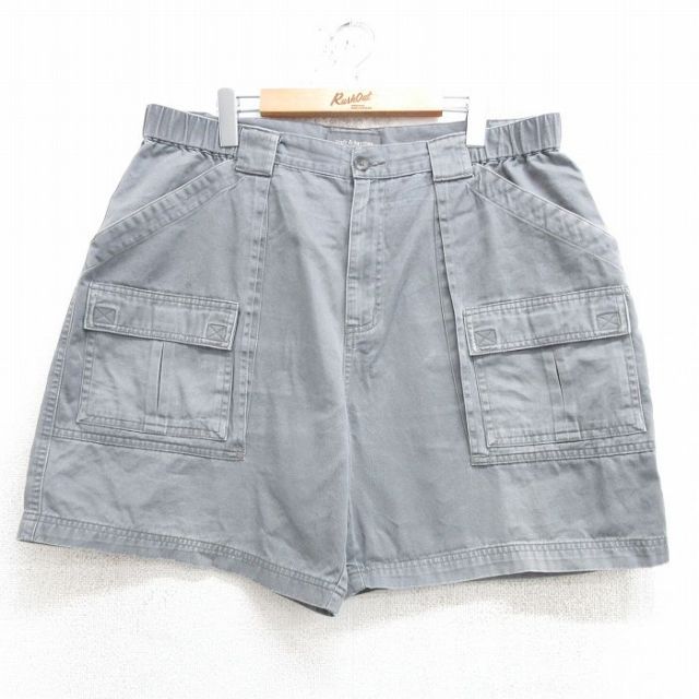 W34★古着 ショート ブッシュ パンツ ショーツ メンズ コットン グレー 25apr16 中古 ボトムス 短パン ショーパン