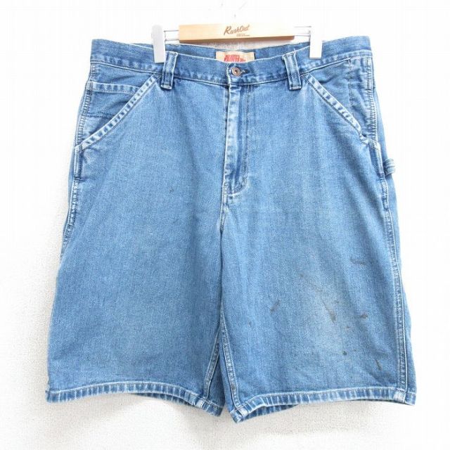W35★古着 オールドネイビー OLD NAVY ショート ペインター パンツ ショーツ メンズ コットン 紺 ネイビー デニム 25apr16 中古 ボトムス 短パン ショーパン