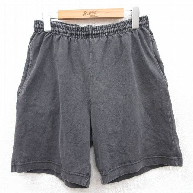 【50%OFF】W29★古着 ショート イージー パンツ ショーツ メンズ コットン USA製 黒 ブラック 25apr17 中古 ボトムス 短パン ショーパン