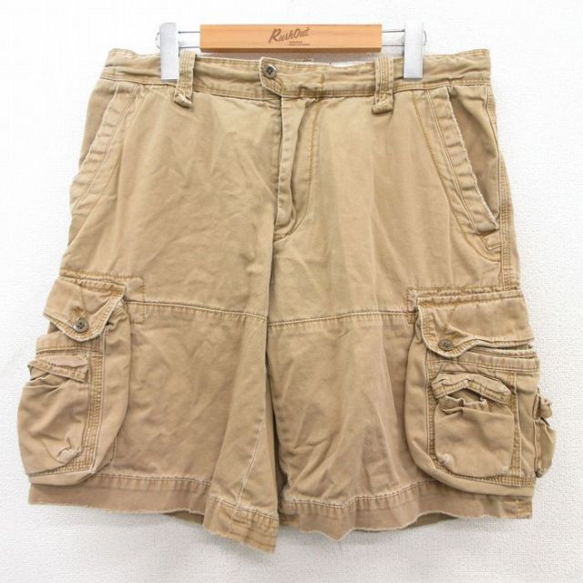 W33★古着 ラルフローレン Ralph Lauren ブランド ショート カーゴ パンツ ショーツ メンズ 90年代 90s コットン 茶系 ブラウン 25apr18 中古 ボトムス 短パン ショーパン