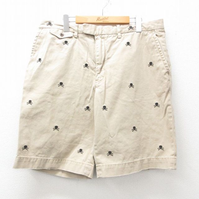 W36★古着 ラルフローレン Ralph Lauren ラグビー ショート ブランド パンツ ショーツ メンズ スカル コットン ベージュ他 カーキ 25apr19 中古 ボトムス 短パン ショーパン