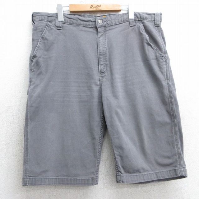 W40★古着 カーハート Carhartt ショート パンツ メンズ ダック地 大きいサイズ グレー 25apr19 中古 ボトムス 短パン ショーパン ハーフ