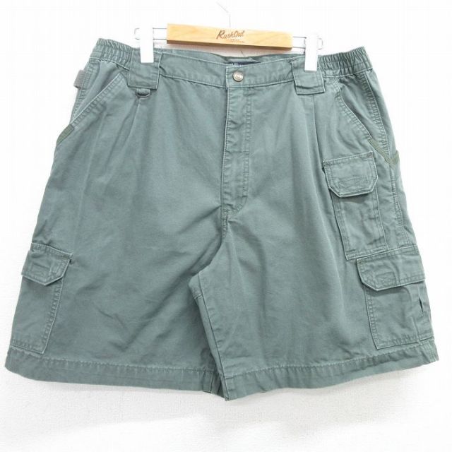 W35★古着 5.11 タクティカル ショート カーゴ パンツ ショーツ メンズ ダック地 コットン 濃緑 グリーン 25apr21 中古 ボトムス 短パン ショーパン