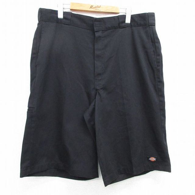 W38★古着 ディッキーズ Dickies ハーフ ワーク パンツ ショーツ メンズ 黒 ブラック 25apr21 中古 ボトムス 短パン ショーパン