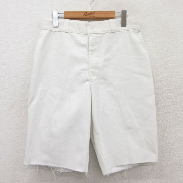 W32★古着 ショート パンツ ショーツ メンズ 90年代 90s USA製 白 ホワイト 25apr23 中古 ボトムス 短パン ショーパン ハーフ