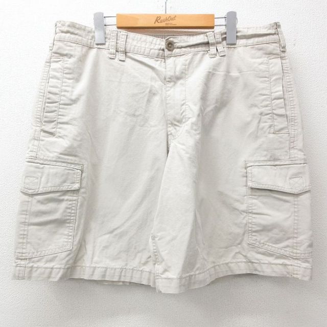 W38★古着 ベーシックエディションズ ショート カーゴ パンツ ショーツ メンズ コットン ベージュ カーキ 25apr26 中古 ボトムス 短パン ショーパン