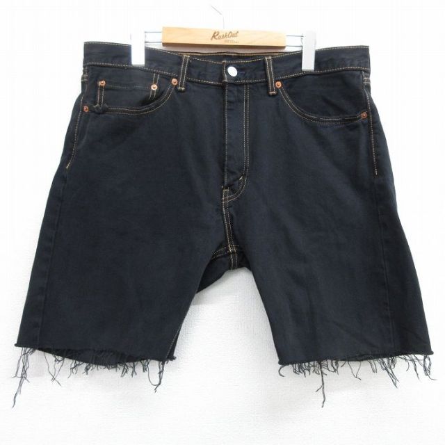 W37★古着 リーバイス Levis ショート パンツ ショーツ メンズ コットン 黒 ブラック 25apr26 中古 ボトムス 短パン ショーパン ハーフ