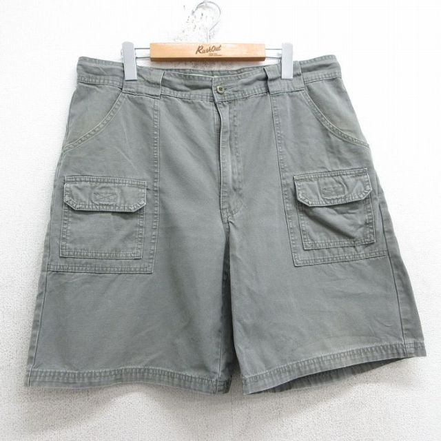 【20%OFF】W36★古着 カベラス ショート ブッシュ パンツ ショーツ メンズ ダック地 コットン グレー 25apr26 中古 ボトムス 短パン ショーパン