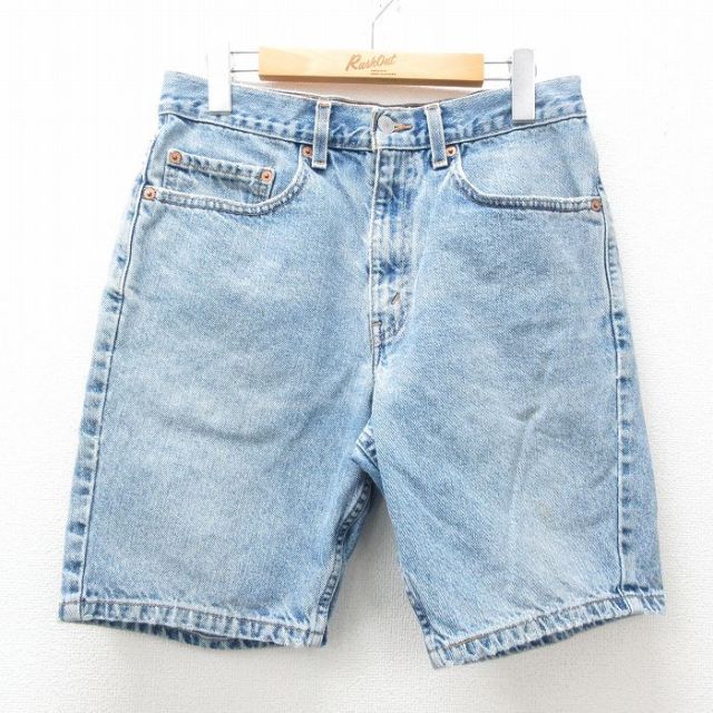 W31★古着 Levis リーバイス 505 ショート パンツ ショーツ メンズ 00年代 00s コットン 紺 ネイビー デニム 25apr28 中古 ボトムス 短パン ショーパン ハーフ