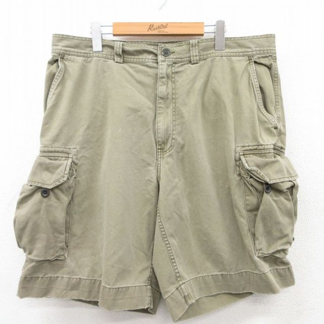 W38★古着 ラルフローレン Ralph Lauren ブランド ショート カーゴ チノ パンツ ショーツ チノパン メンズ 90年代 90s コットン 薄緑 グリーン 25apr28 中古 ボトムス 短パン ショーパン