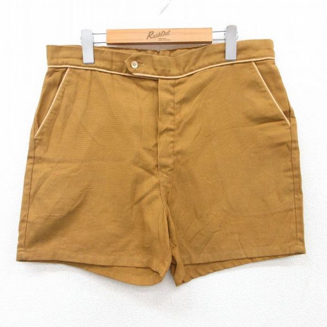 W34★古着 ジャンセン ショート パンツ ショーツ メンズ 70年代 70s ダック地 USA製 タロン 茶系 ブラウン 25apr28 中古 ボトムス 短パン ショーパン ハーフ