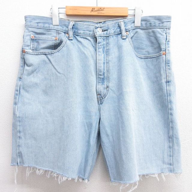 【50%OFF】W37★古着 リーバイス Levis 550 ショート パンツ ショーツ メンズ コットン 薄紺 ネイビー デニム 25apr28 中古 ボトムス 短パン ショーパン ハーフ
