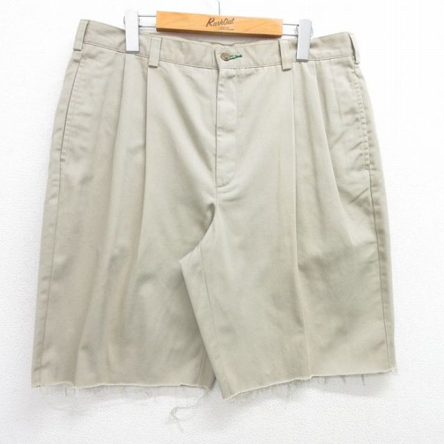 トミーヒルフィガー 90s ショートチノパンツ ワンポイントロゴ ベージュ W35 | 古着