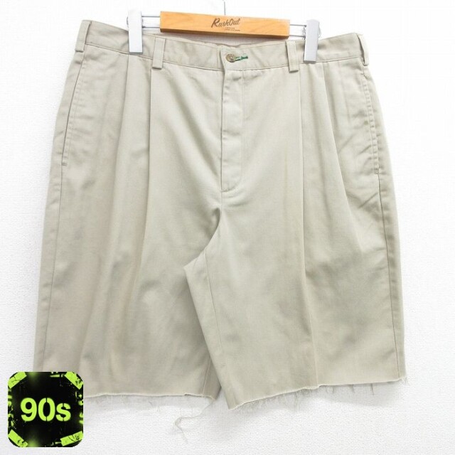トミーヒルフィガー 90s ショートチノパンツ ワンポイントロゴ ベージュ W35 | 古着