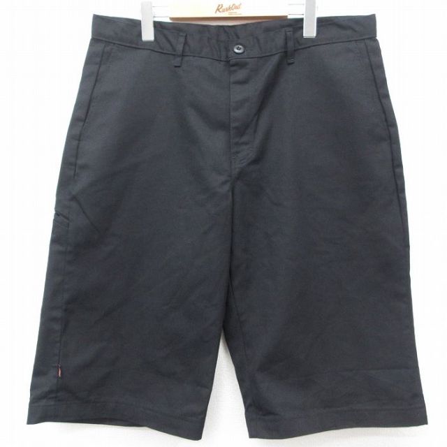 W38★古着 ディッキーズ Dickies ハーフ ワーク パンツ ショーツ メンズ 黒 ブラック 25may08 中古 ボトムス 短パン ショーパン