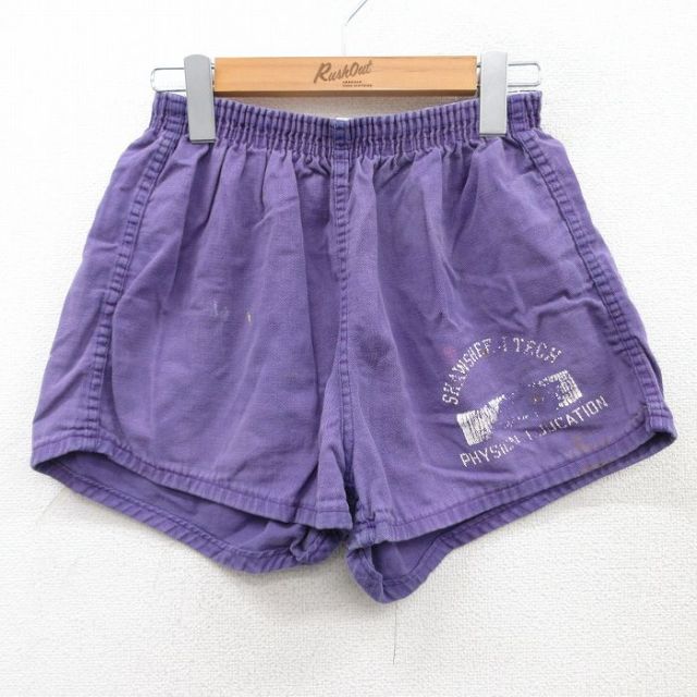 W25★古着 チャンピオン champion ショート パンツ ショーツ メンズ 70年代 70s 紫 パープル 25may10 中古 ボトムス 短パン ショーパン ハーフ