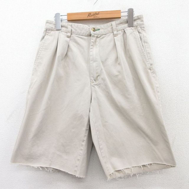 トミーヒルフィガー 90s ショートチノパンツ ワンポイントロゴ ベージュ W30 | 古着