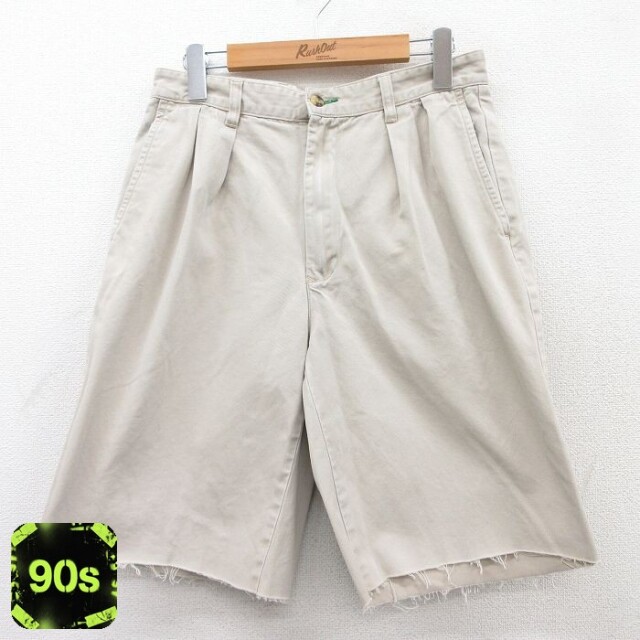 トミーヒルフィガー 90s ショートチノパンツ ワンポイントロゴ ベージュ W30 | 古着