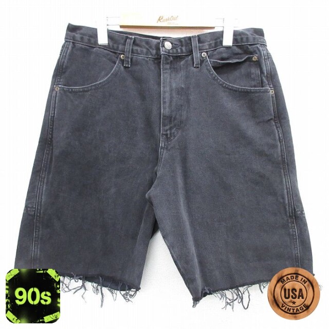 【50%OFF】W33 90s ショートパンツ デニム ブラック | 古着