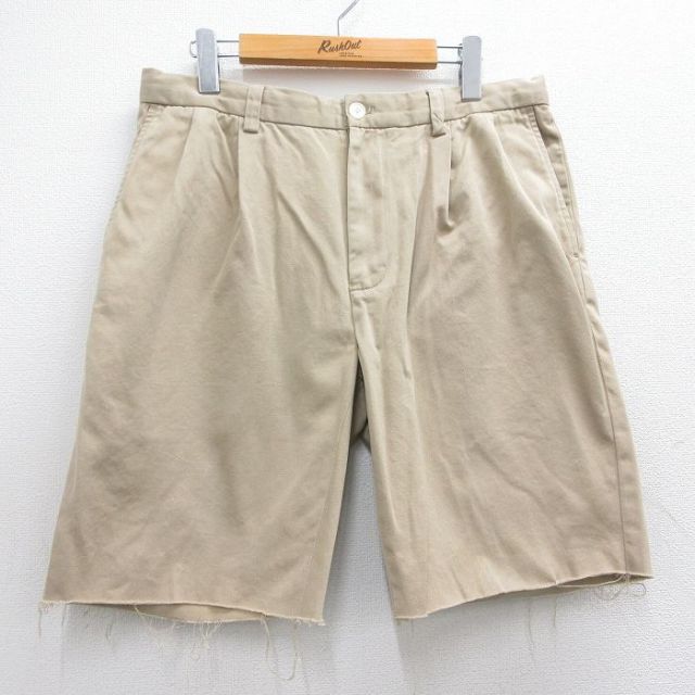 W34★古着 ラルフローレン Ralph Lauren ブランド ショート チノ パンツ ショーツ チノパン メンズ 90年代 90s コットン ベージュ カーキ 【spe】 25may15 中古 ボトムス 短パン ショーパン