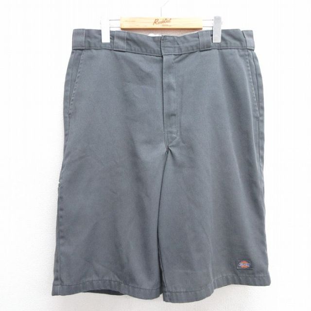 W36★古着 ディッキーズ Dickies ショート ワーク パンツ ショーツ メンズ 濃グレー 25may17 中古 ボトムス 短パン ショーパン