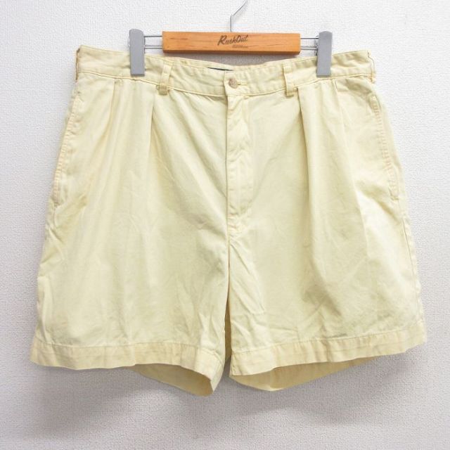 W35★古着 ラルフローレン Ralph Lauren ブランド ショート パンツ ショーツ メンズ 90年代 90s コットン 黄 イエロー 25may20 中古 ボトムス 短パン ショーパン ハーフ