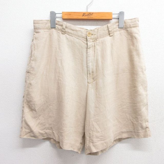 【20%OFF】W35古着 ジェイクルー J.CREW ショート パンツ ショーツ メンズ 00年代 00s リネン ベージュ カーキ 【spe】 25may20 中古 ボトムス 短パン ショーパン ハーフ