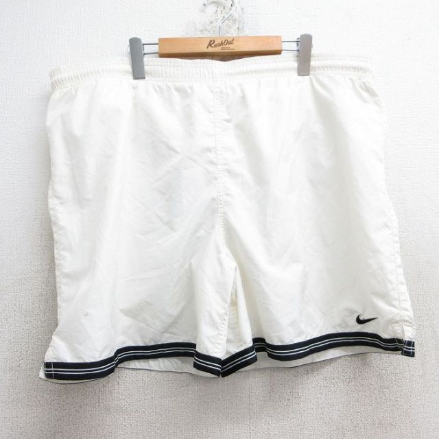 W42★古着 ナイキ NIKE ショート トレーニング パンツ ショーツ メンズ 90年代 90s ワンポイントロゴ 大きいサイズ 白 ホワイト 【spe】 25may28 中古 ボトムス 短パン ショーパン