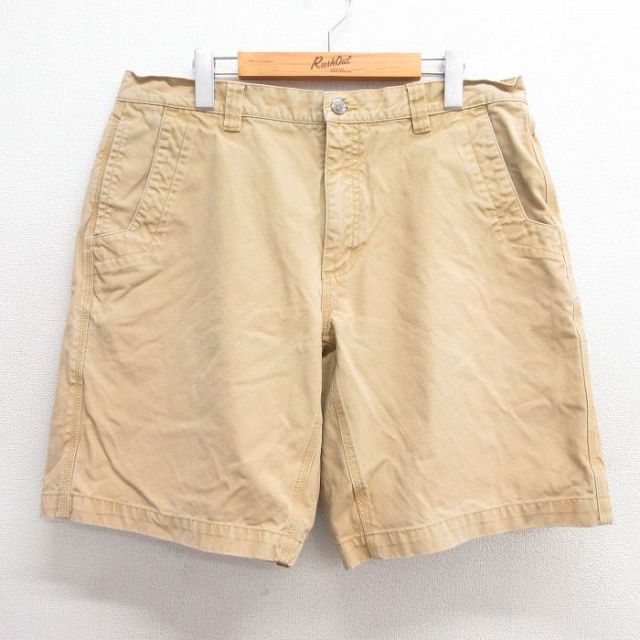 W36★古着 ショート パンツ ショーツ メンズ ダック地 コットン ベージュ系 カーキ 25may30 中古 ボトムス 短パン ショーパン ハーフ