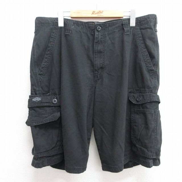 W36★古着 リー Lee ショート カーゴ パンツ ショーツ メンズ コットン 黒 ブラック 25may30 中古 ボトムス 短パン ショーパン