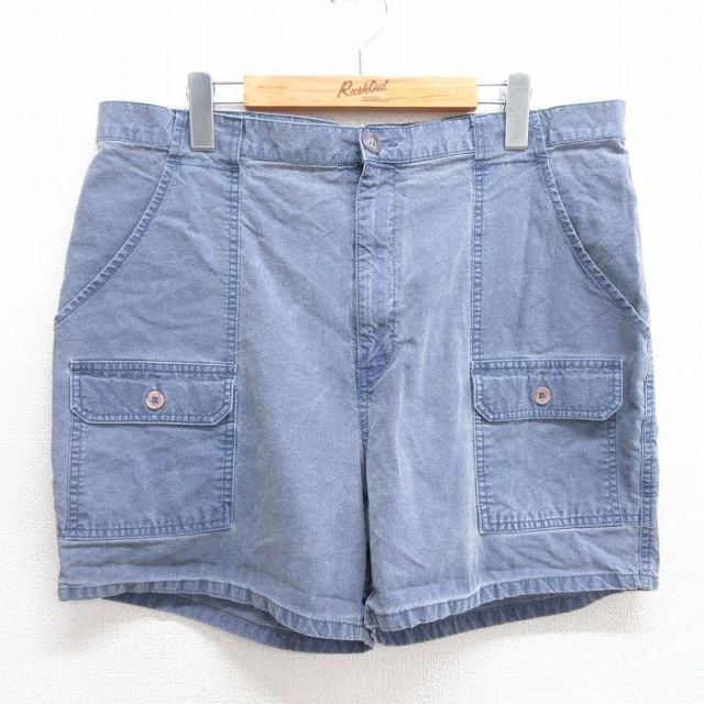 W37★古着 セントジョンズベイ ショート ブッシュ パンツ ショーツ メンズ 90年代 90s コットン 薄紺 ネイビー 【spe】 25may31 中古 ボトムス 短パン ショーパン