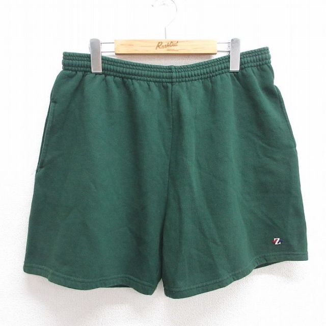 W38★古着 ジャージーズ ショート スウェット パンツ ショーツ メンズ 90年代 90s ワンポイントロゴ USA製 緑 グリーン 25may31 中古 ボトムス 短パン ショーパン