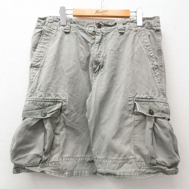W33★古着 チャップス ショート カーゴ パンツ ショーツ メンズ コットン 薄ベージュ カーキ 25may31 中古 ボトムス 短パン ショーパン