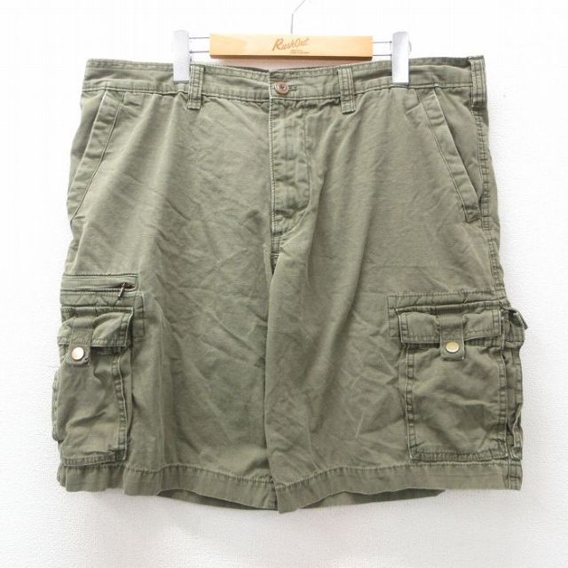 【50%OFF】W39★古着 エディーバウアー ショート カーゴ パンツ ショーツ メンズ リップストップ 濃緑 グリーン 25jun03 中古 ボトムス 短パン ショーパン