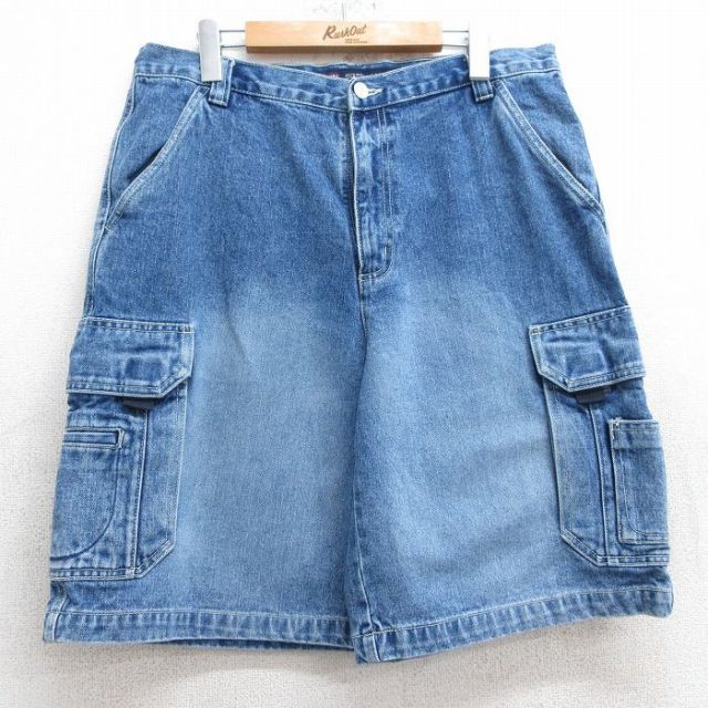 W36★古着 FADED GLORY ショート カーゴ パンツ ショーツ メンズ 00年代 00s コットン 紺 ネイビー デニム 【spe】 25jun10 中古 ボトムス 短パン ショーパン
