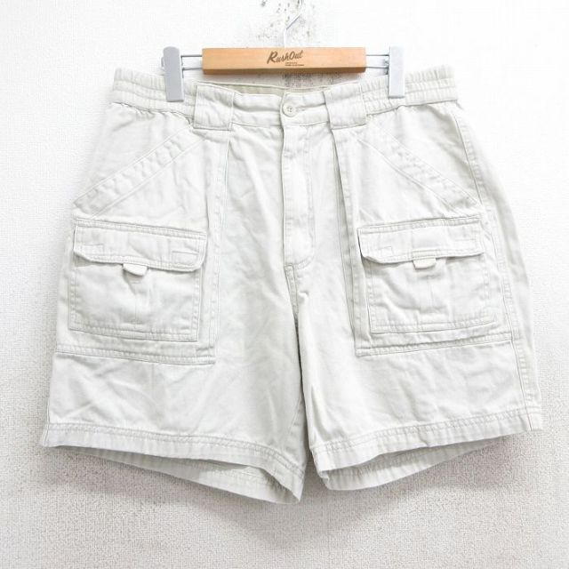 W34★古着 セントジョンズベイ ショート ブッシュ パンツ ショーツ メンズ コットン 薄ベージュ カーキ 25jun11 中古 ボトムス 短パン ショーパン