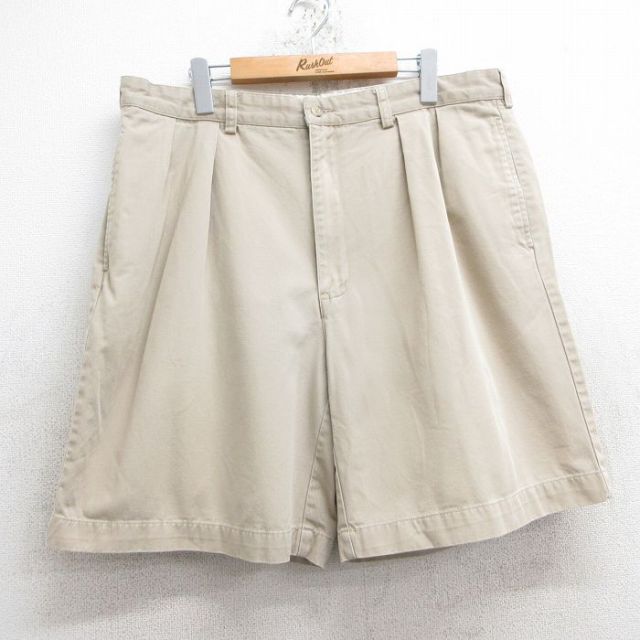 W37★古着 ラルフローレン Ralph Lauren ブランド ショート チノ パンツ ショーツ チノパン メンズ 90年代 90s コットン ベージュ カーキ 25jun11 中古 ボトムス 短パン ショーパン