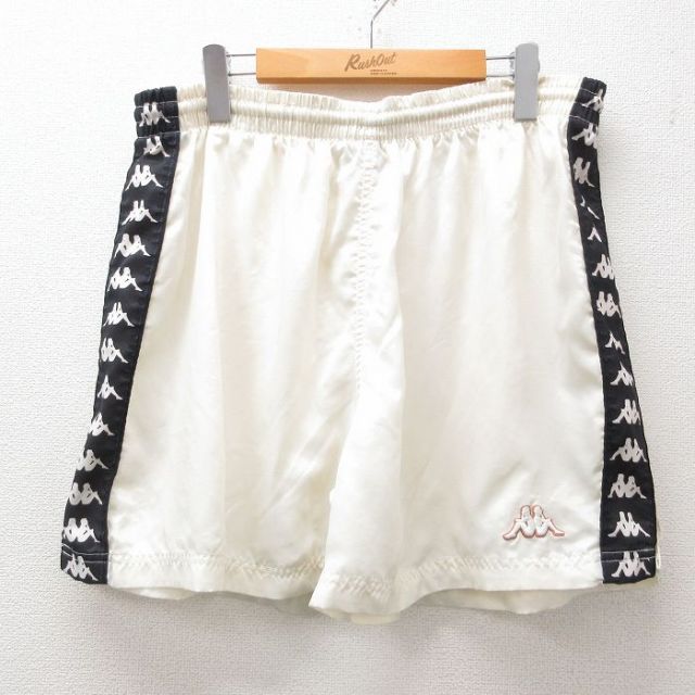 W38★古着 カッパ Kappa ショート トレーニング パンツ ショーツ メンズ ワンポイントロゴ 生成り 25jun11 中古 ボトムス 短パン ショーパン