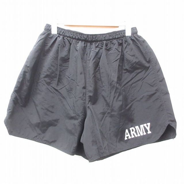 W31★古着 ショート トレーニング パンツ ショーツ メンズ 00年代 00s ミリタリー アーミー　ARMY リフレクター USA製 黒 ブラック 25jun11 中古 ボトムス 短パン ショーパン