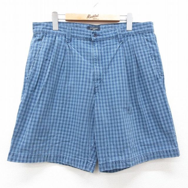 W36★古着 ドッカーズ ショート パンツ ショーツ メンズ コットン 紺他 ネイビー チェック 25jun11 中古 ボトムス 短パン ショーパン ハーフ