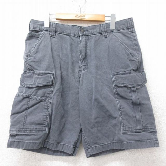 W35★古着 カーハート Carhartt ショート カーゴ パンツ ショーツ メンズ 濃グレー 25jun11 中古 ボトムス 短パン ショーパン