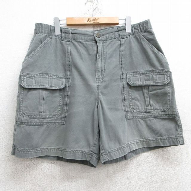 W35★古着 ショート ブッシュ パンツ ショーツ メンズ コットン 濃グレー系 25jun11 中古 ボトムス 短パン ショーパン