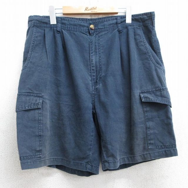 W36★古着 セントジョンズベイ ショート カーゴ パンツ ショーツ メンズ 00年代 00s 紺 ネイビー 25jun13 中古 ボトムス 短パン ショーパン