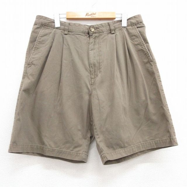 W35★古着 セントジョンズベイ ショート チノ パンツ チノパン ショーツ メンズ コットン 茶 ブラウン 25jun13 中古 ボトムス 短パン ショーパン
