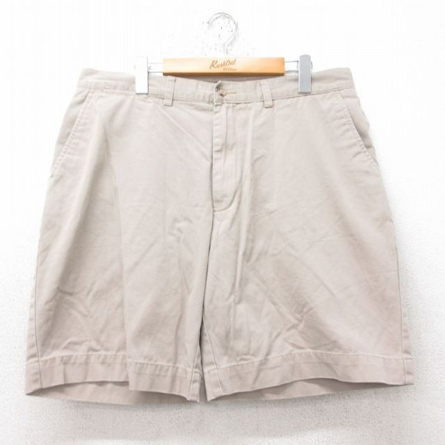 W36★古着 ラルフローレン Ralph Lauren ブランド ショート チノ パンツ チノパン ショーツ メンズ 90年代 90s PROSPECT コットン ベージュ カーキ 25jun13 中古 ボトムス 短パン ショーパン