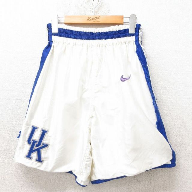 【20%OFF】W31★古着 ナイキ NIKE ショート パンツ ショーツ メンズ 90年代 90s UK USA製 白 ホワイト 25jun13 中古 ボトムス 短パン ショーパン ハーフ