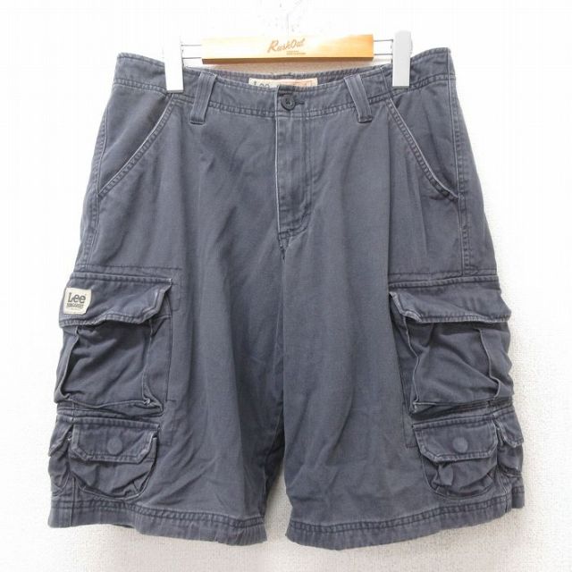 W33★古着 リー Lee ショート カーゴ パンツ ショーツ メンズ コットン グレー 25jun13 中古 ボトムス 短パン ショーパン